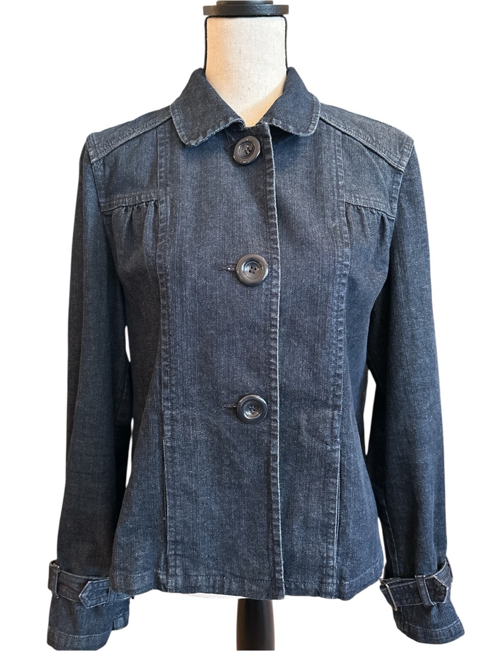 Charter Club Y2K Fitted Denim Jacket Dark Wash Button Front Medium